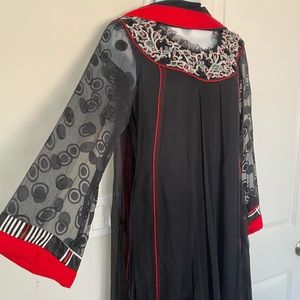 Long Kameez/Anarkali with trousers and dupatta